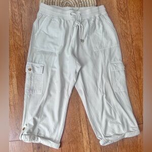 Women’s Calvin Klein Cream White Cargo Capri Pants